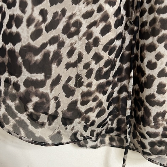 Vince Camuto Sz 10 Leopard Print Button Down Dress Elastic Drawstring Waist - Picture 7 of 12